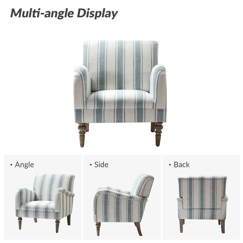 Seip Transitional Striped Arm Chair with Spindle Wood Legs Set of 2 by HULALA HOME