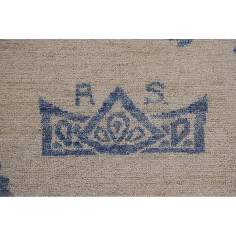 Hand Knotted Oriental 100% Wool Carpet Traditional Floral Beige & Ivories Art Deco Area Rug - 11' 8'' X 8' 11''