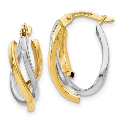Curata 10k Two Tone Gold Polished unusual Twisted Hoop Earrings 19x9.5mm