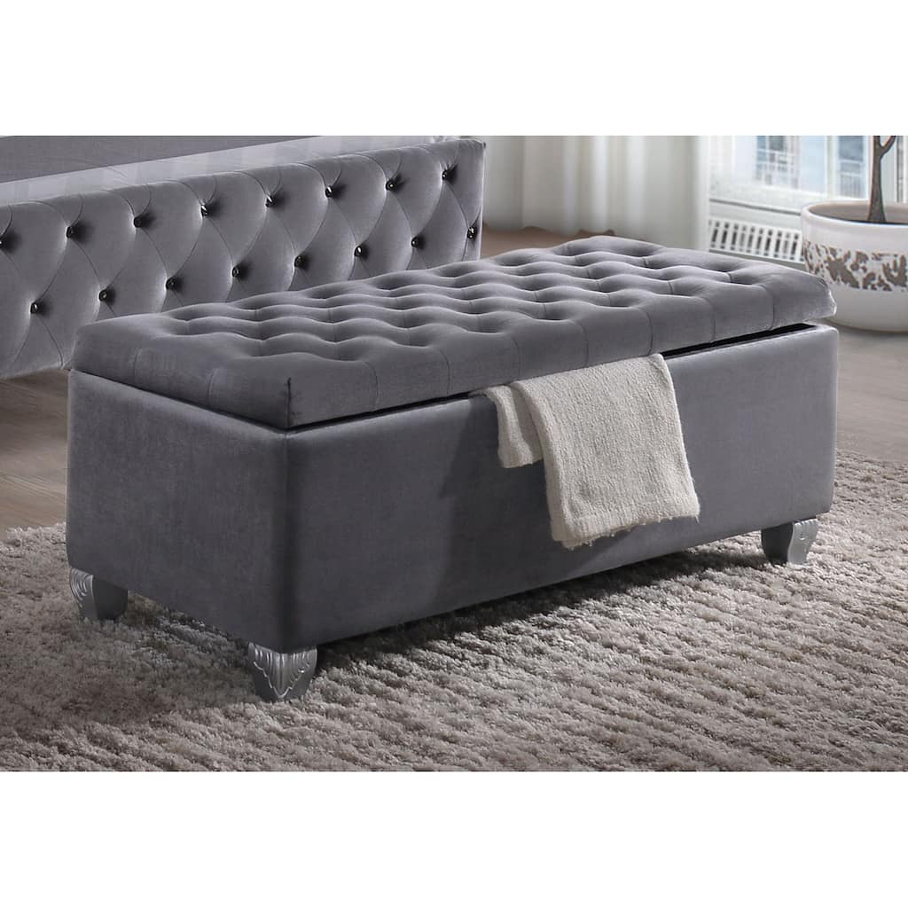 Tanya Grey Tufted Storage Bench