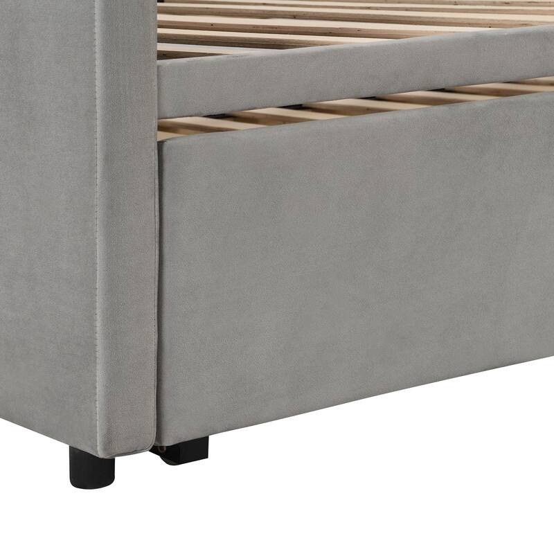 Twin Size Upholstered daybed with Extendable Trundle Bed Bath