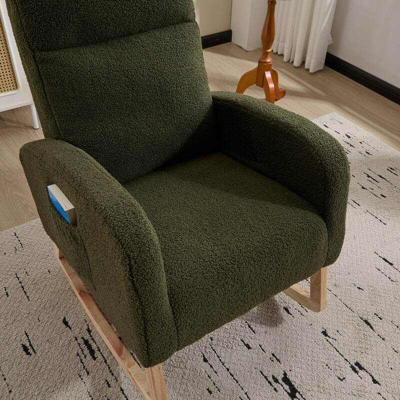 Rocking Chair Side Chair Reading Chair, Minimalist Upholstered Chair Green Dressing Chair Leisure Chair