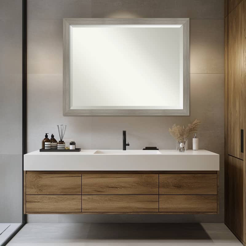 Grand Narrow Beveled Framed Bathroom Vanity Wall Mirror