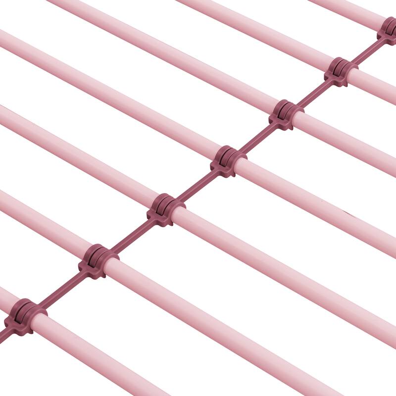 Pink Twin Over Twin Metal Bunk Bed with Sturdy Steel Frame, Easy Assembly, No Box Spring Needed