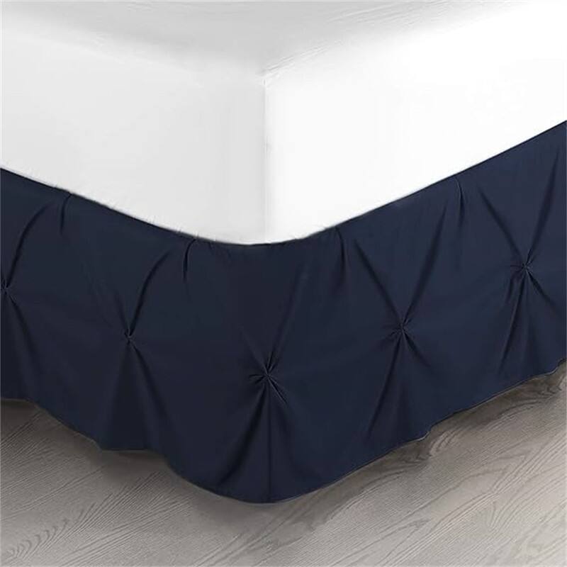 Pinch Pleat Bed Skirt - Navy Blue - Queen