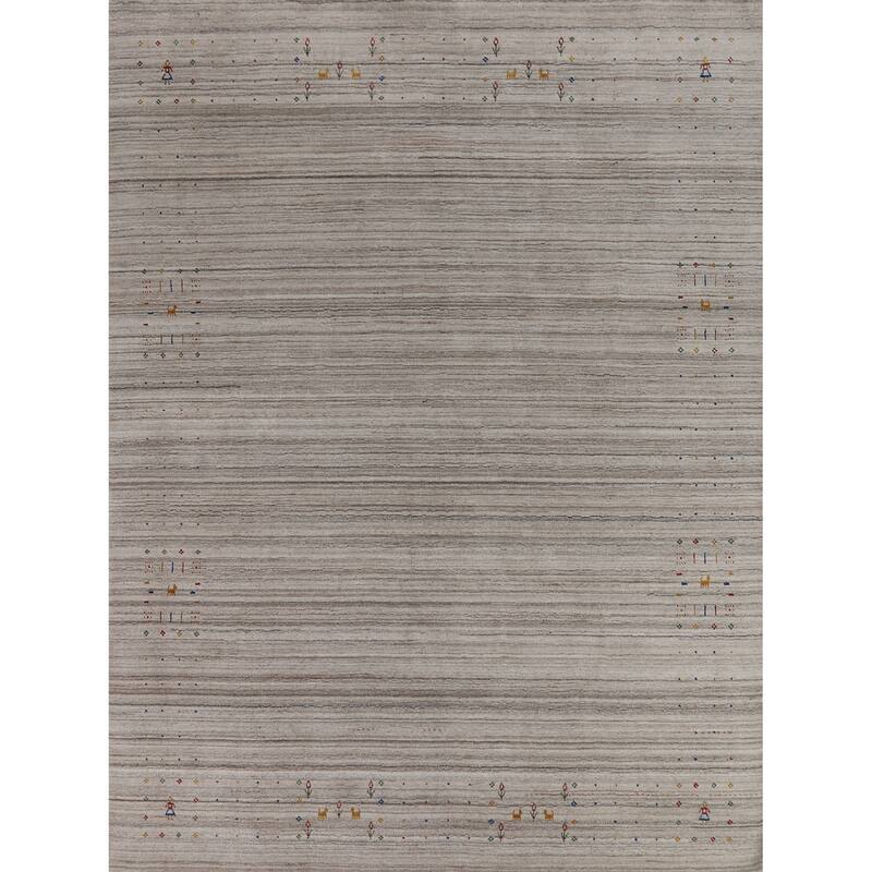 Striped Gabbeh Oriental Area Rug Handmade Wool Carpet - 7'9" x 9'8"