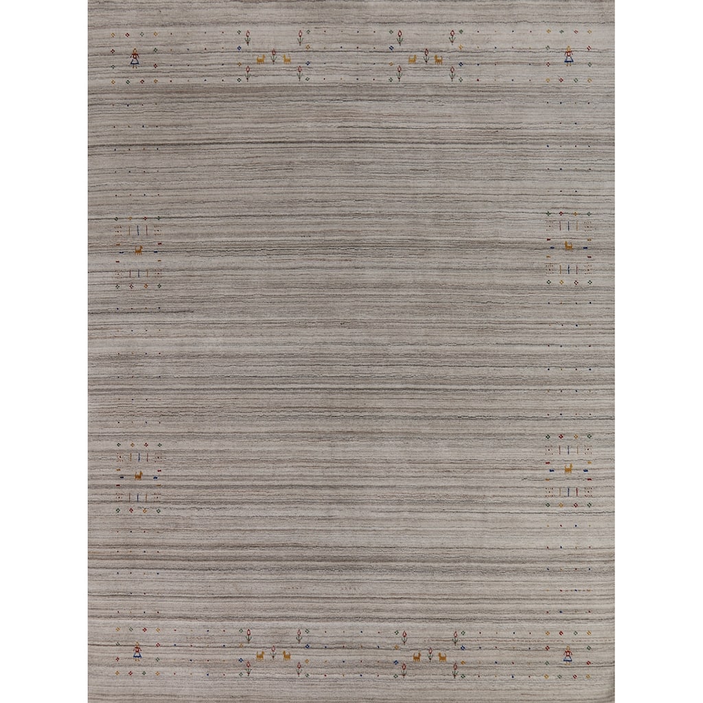 Striped Gabbeh Oriental Area Rug Handmade Wool Carpet - 7'9" x 9'8"