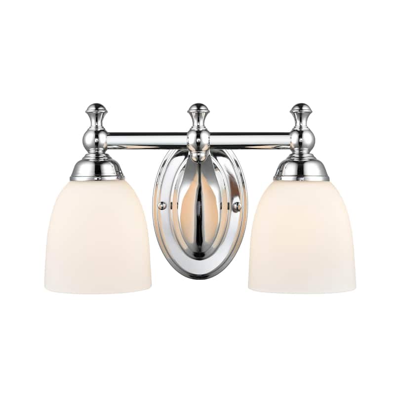 Millennium Lighting Metal 2 Light Vanity Fixture in Multiple Finishes with Frosted Glass Shades
