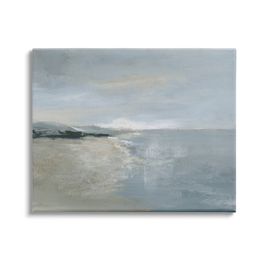 Stupell Murky Sky Beach Coast Abstract Landscape Cloudy Horizon Canvas Wall Art - Blue