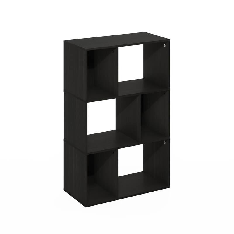 36.85 in. Tall Espresso Wood 6-Shelf Bookcase
