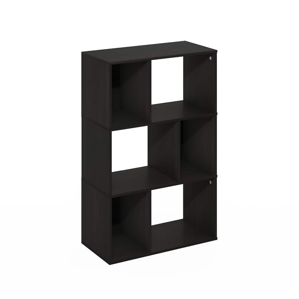 36.85 in. Tall Espresso Wood 6-Shelf Bookcase