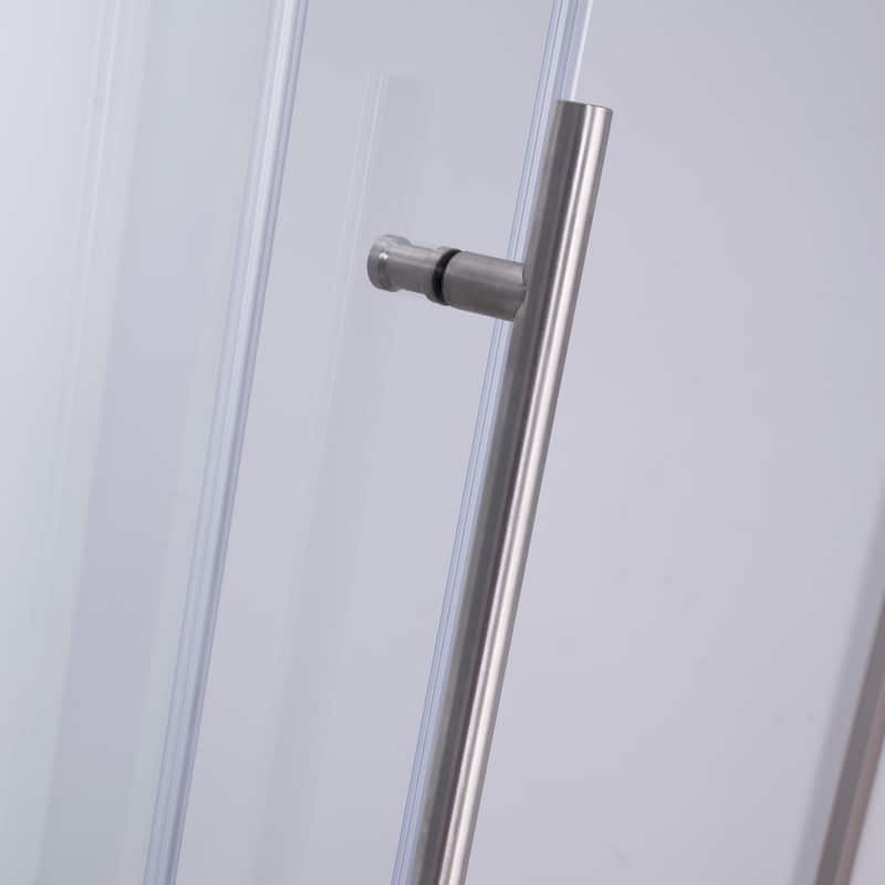 Massa 48" W x 76" H Single Sliding Frameless Shower Door in Brushed Nickel - W 48" x H 76"