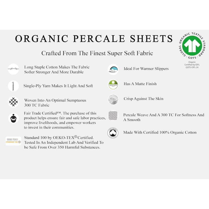 Organic Cotton Percale Flat Sheet