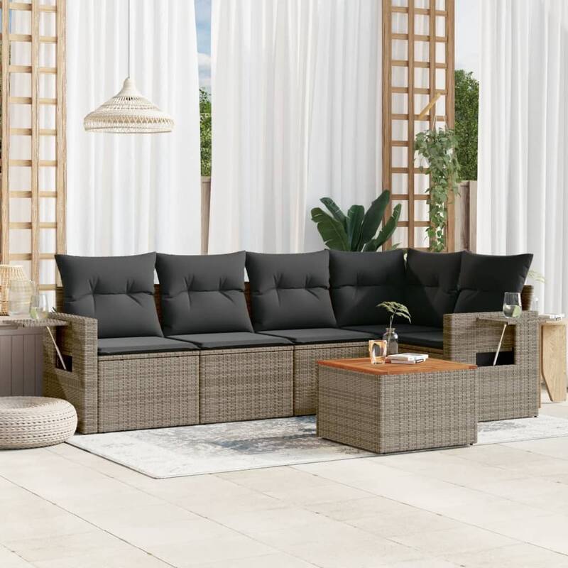 vidaXL Garden Sofa Set PE rattan Large UV-resistant materials - Grey 2x middle + table + 1x corner - 24.4 x 24.4 x 27.2 (W x D x H)
