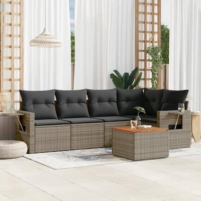 vidaXL Garden Sofa Set PE rattan Large UV-resistant materials