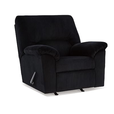 Simy Manual Recliner Accent Chair, 40 Inch Black Polyester Corduroy