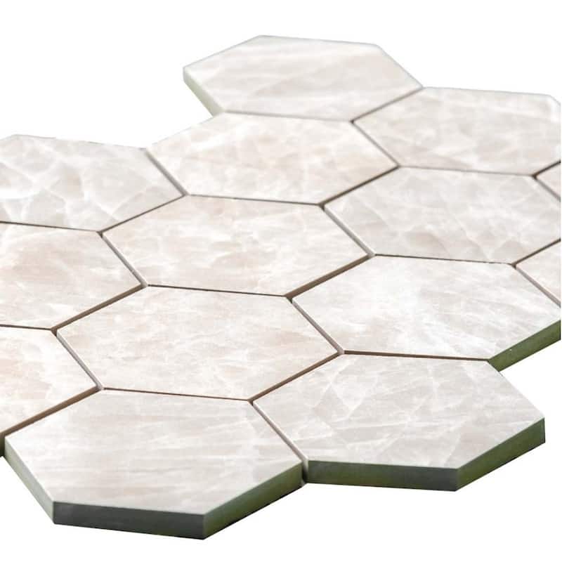 Galleria White 3x3 Semi-Polished Porcelain Hexagon Mosaic Tile - Floor, Wall, Backsplash
