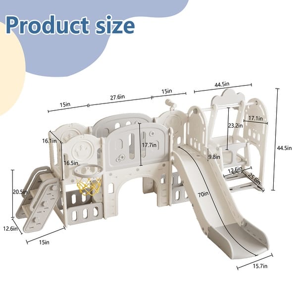 Toddler Slide,Kids Slide for Toddlers Age 1-4,11in 1 Slide Outdoor Indoor Playground with Basketball Hoop and Extra long aisle