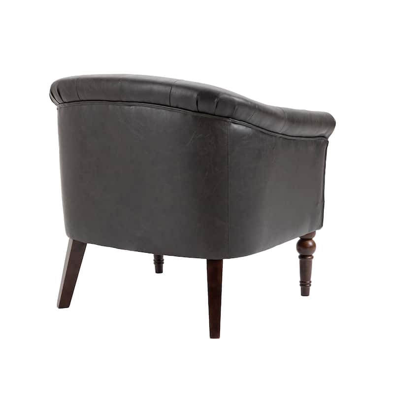 Alina Modern Tufted Tub Barrel Faux Leather Accent Chair