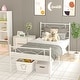 preview thumbnail 11 of 10, Yoneston Easy-to-assemble Metal Twin Platform Bed Frame with Under-bed Storage White