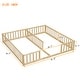 preview thumbnail 11 of 9, Natural Double Twin Size Pine Wood Floor Bed with Guardrails