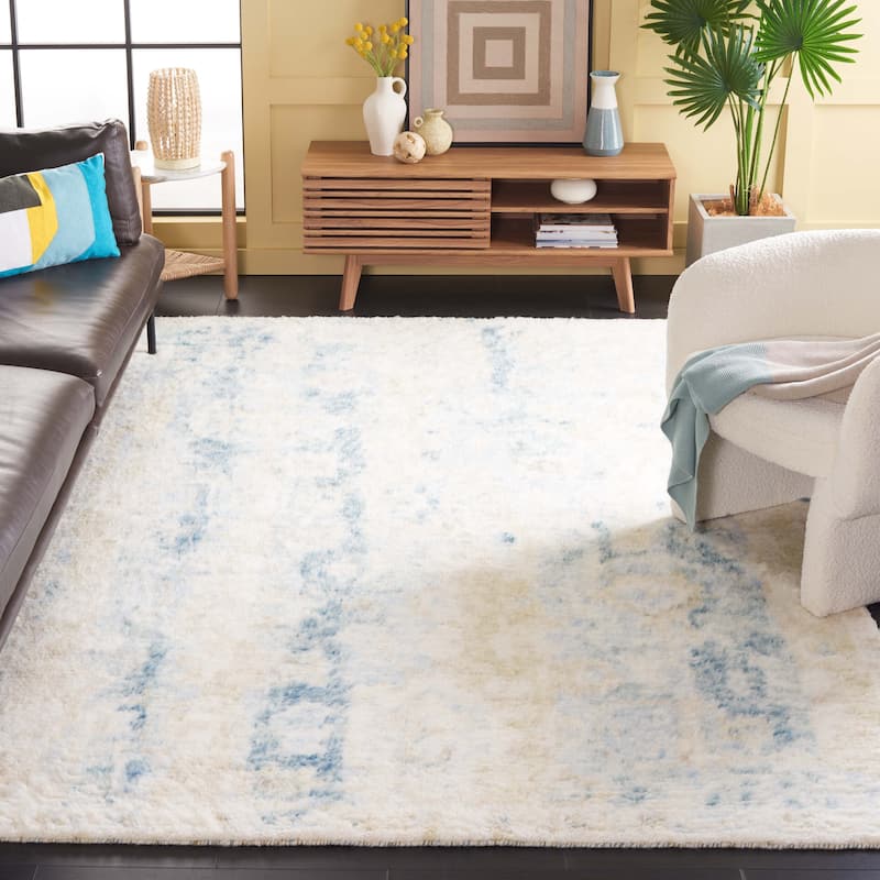 SAFAVIEH Handmade Tribeca Ninfa Modern Wool Rug - 6' x 9' - Blue/Ivory