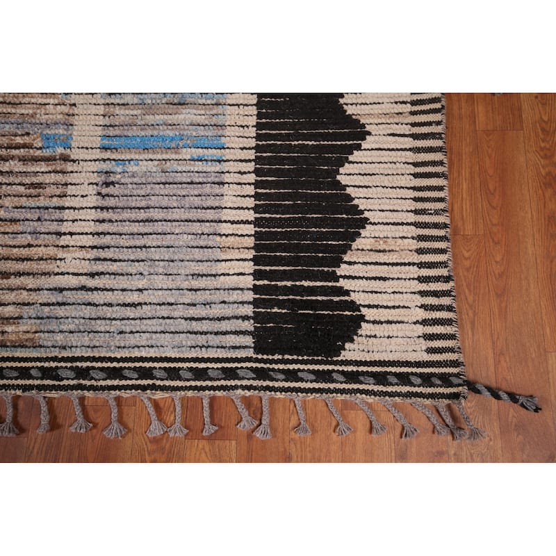 Moroccan Abstract Area Rug Handmade Modern Wool Carpet - 8'10"x 12'9"