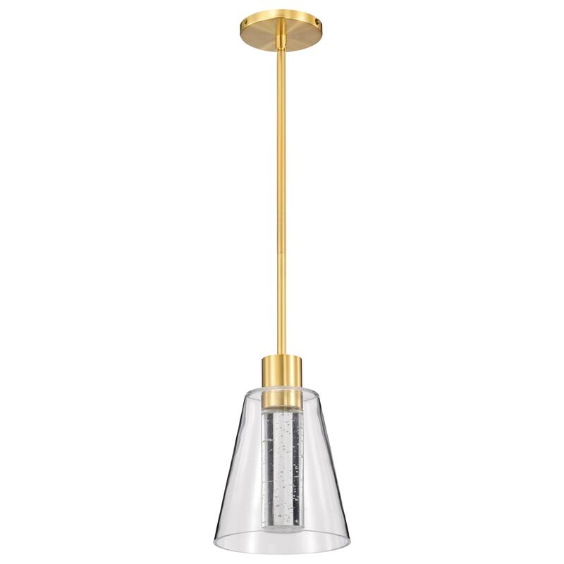 Aura 7 Inch LED Pendant Brushed Brass K9 Bubble Crystal 3000K CCT - Brushed Brass - Brushed Brass