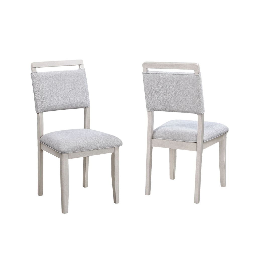 Bovo Dining Chair Set of 2, Dove Gray, Driftwood White Wood