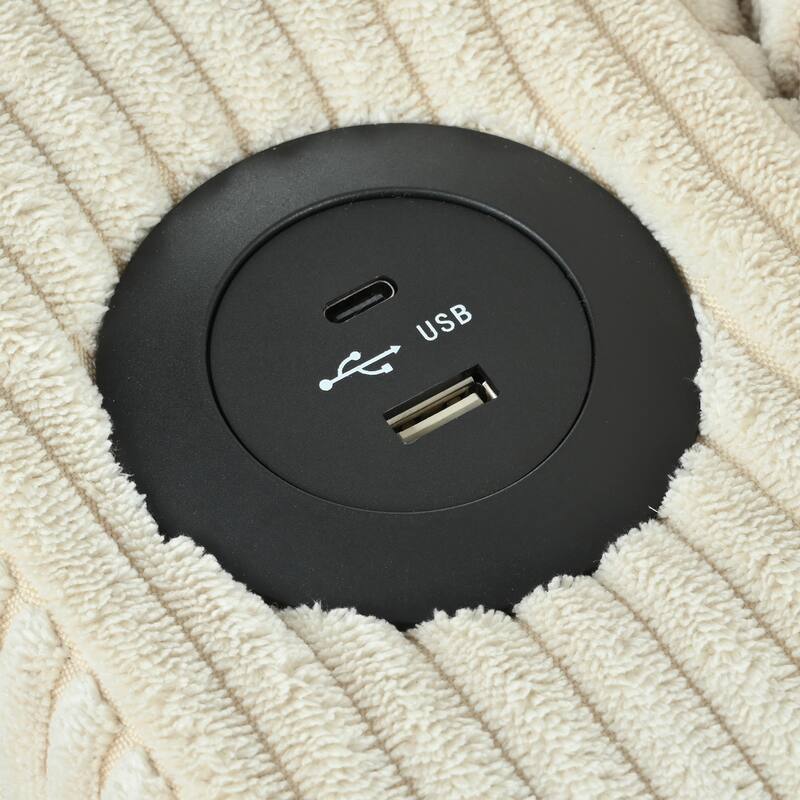 Convertible Sectional Sofa with L-Shaped Storage Chaise, Corner Sofa with Cup Holder & USB Ports, Corduroy Fabric Sleeper Sofa