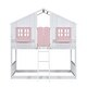 preview thumbnail 9 of 16, Twin over Twin House Bunk Bed with Roof, Window, Window Box, Door with Safety Guardrails and Ladder