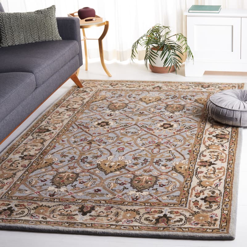 SAFAVIEH Handmade Persian Legend Pietra Traditional Oriental Wool Rug - 4' x 6' - Grey/Ivory