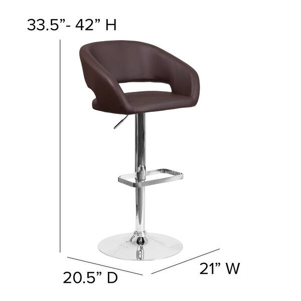 dimension image slide 6 of 9, Chrome Upholstered Height-adjustable Rounded Mid-back Barstool
