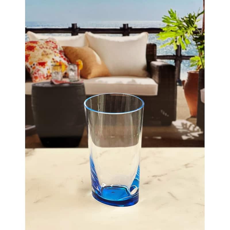 Modern Oval Halo Acrylic Drinking Glasses Set of 4 - 15oz Elegant Plastic Cups for Cocktails, Juice, Water