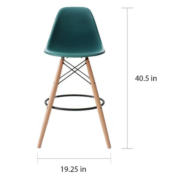 dimension image slide 1 of 2, Set of 2 26-inch Contemporary Eiffel Dowel DSW Counter Height Stool Barstool With Backs For Kitchen Home Side Break Room