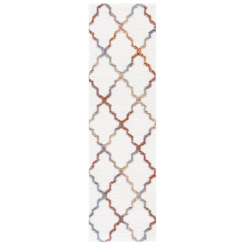 SAFAVIEH Berber Shag Eufrozina Rug - 2'3" x 8' Runner - Ivory/Multi