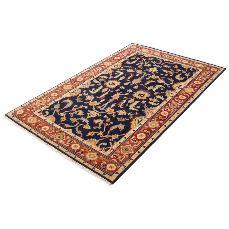 ECARPETGALLERY Hand-knotted Serapi Heritage Dark Navy Wool Rug - 5'10 x 9'1