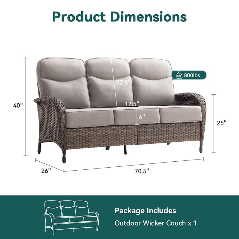 Pocassy Outdoor Sofa Swivel Chair and Ottman with Fire Pit Table