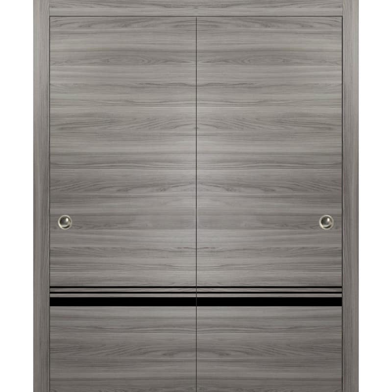 Bypass Doors 36 x 80 Planum 0012 Grey Matte with Sturdy Rails - 36" x 96" ( 2* 18x96)