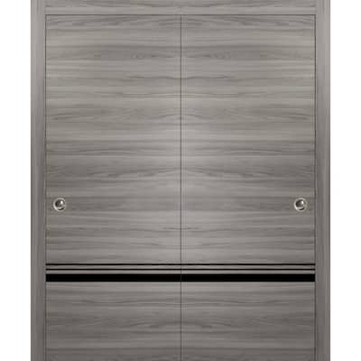 Bypass Doors 36 x 80 Planum 0012 Grey Matte with Sturdy Rails