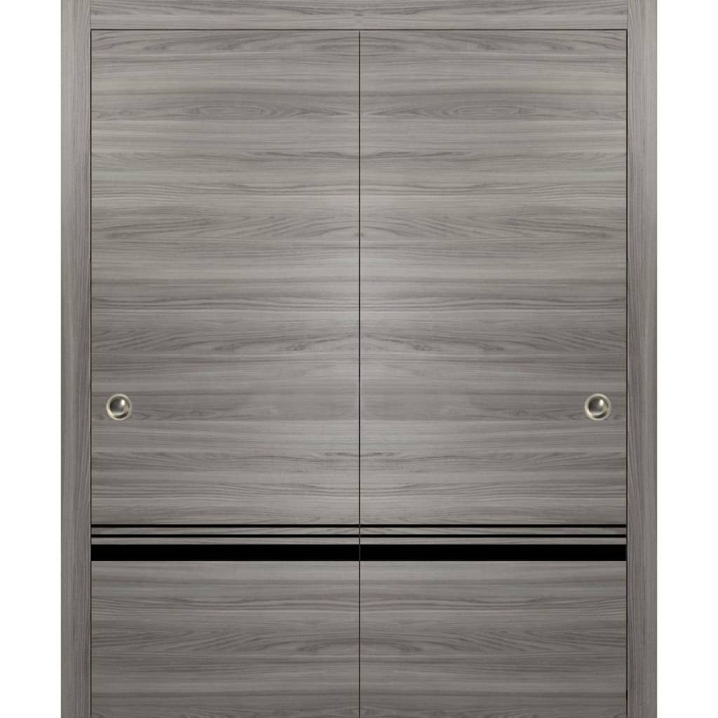 Bypass Doors 36 x 80 Planum 0012 Grey Matte with Sturdy Rails