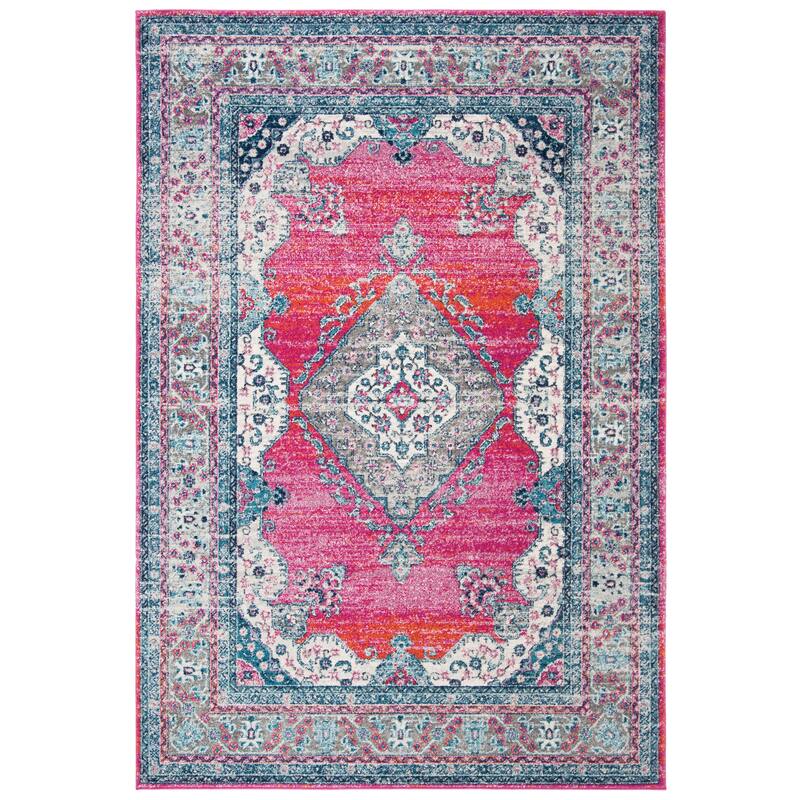 SAFAVIEH, Evoke Seniha Vintage Boho Medallion Rug - 4' x 6' - Fuchsia/Navy