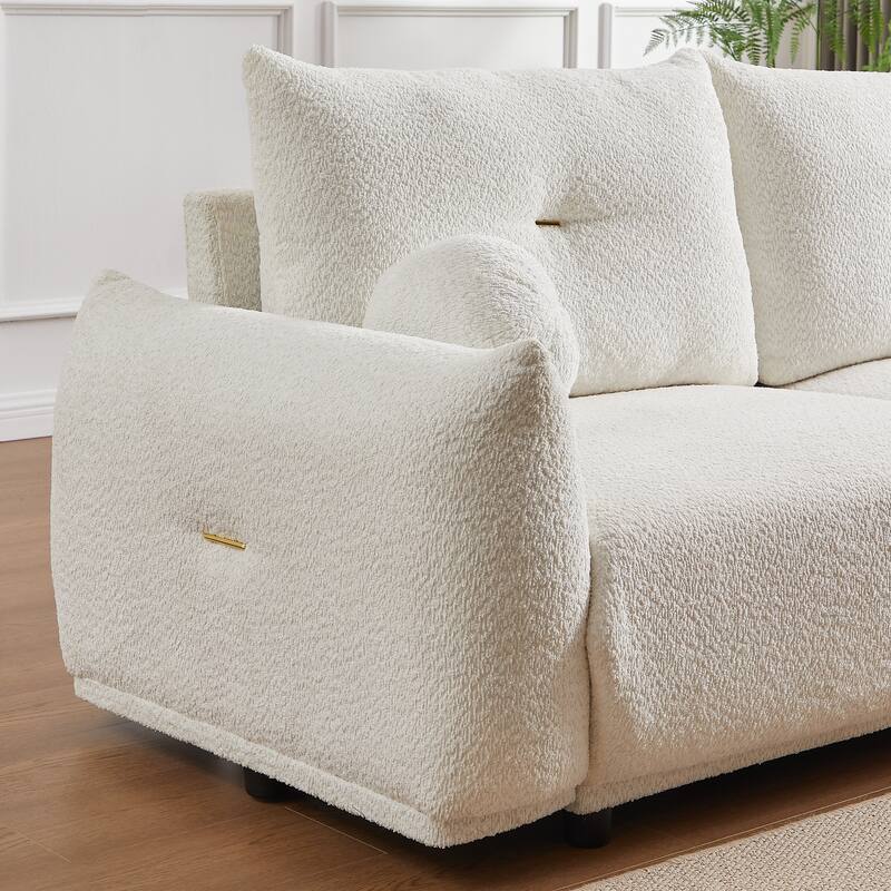 90.5-In Living Room Couch with Pillows,Sectional Sofa with Thick Armrest and Seat,2 Colors