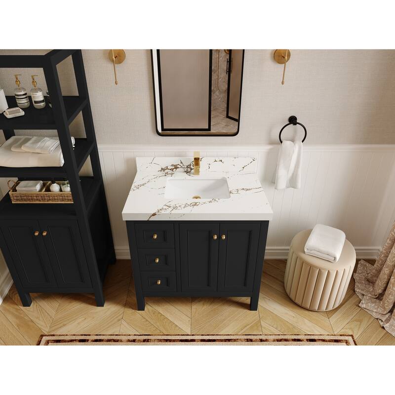 Willow Collections 36 in. W x 22 in. D Nashville Center Right Sink Bathroom Vanity with Countertop