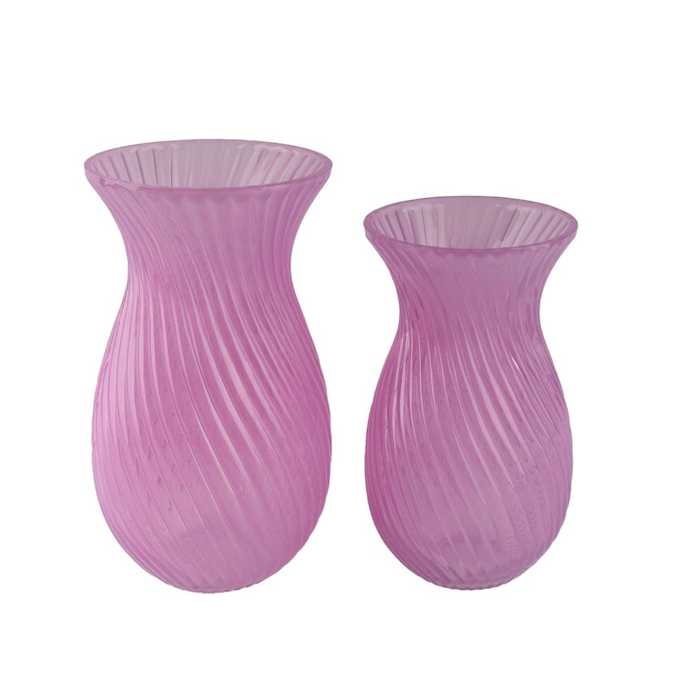 Aria Home Fluorine Frosted Tulip Glass Vase Set of 2 Table Décor