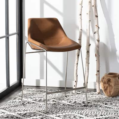 SAFAVIEH Alexis Mid-century Modern Faux Leather Counter Stool - 25" W x 22" D x 39" H