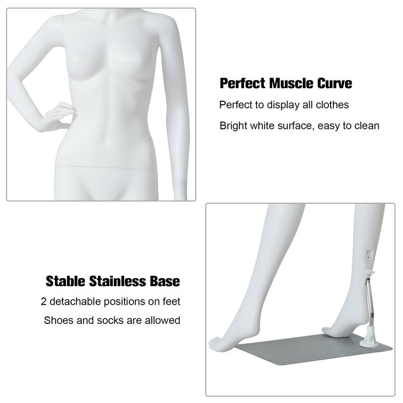 Full Body Mannequin Famale Male Dress Form Display, Manikin Torso Stand Realistic Mannequin for Retail Clothing Shops, White
