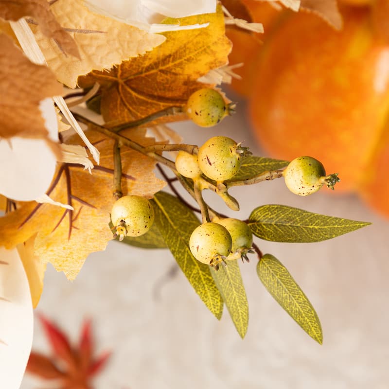 Glitzhome Fall Sunflower Pumpkin Floral Aritificial Garland or Swag Wreath with Free Hanger