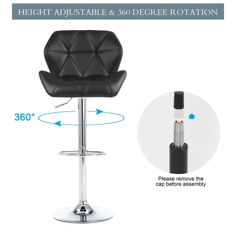 Bar Stools Adjustable Faux Leather Upholstered Counter Height Stools Set of 2