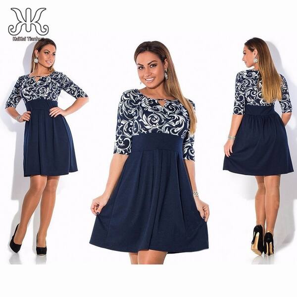 Shop Large Size 6xl Summer Dress Plus Size Midi Dress Casual